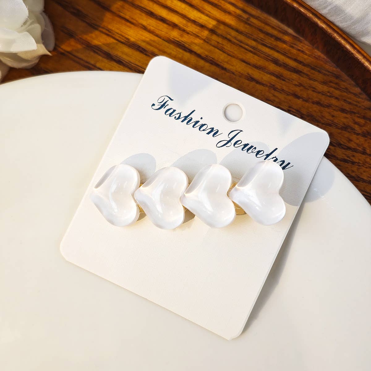 Colorful ice glitter pink heart-shaped hair clip