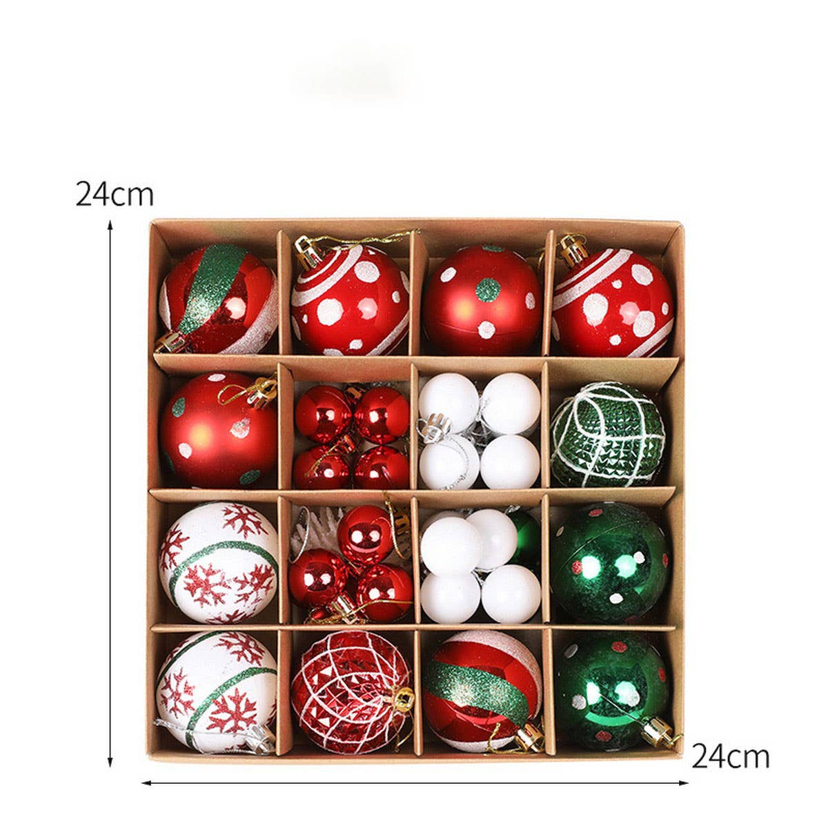 CWMM10427_36PCS CHRISTMAS TREE ORNAMENTS SHINY BAUBLES SET