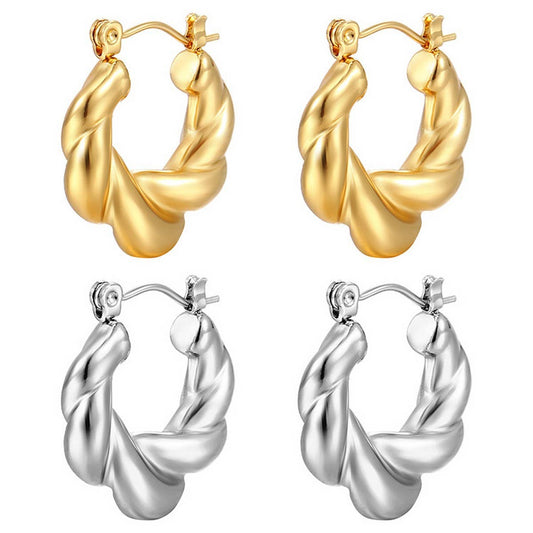 18K GOLD ROUND CHUNKY TWISTED HOOP EARRINGS_CWAJE0562