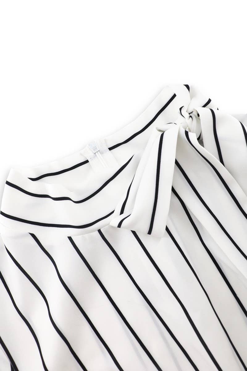 CWDMD4000_LONGSLEEVED STAND-UP COLLAR PINSTRIPED WORK DRESS