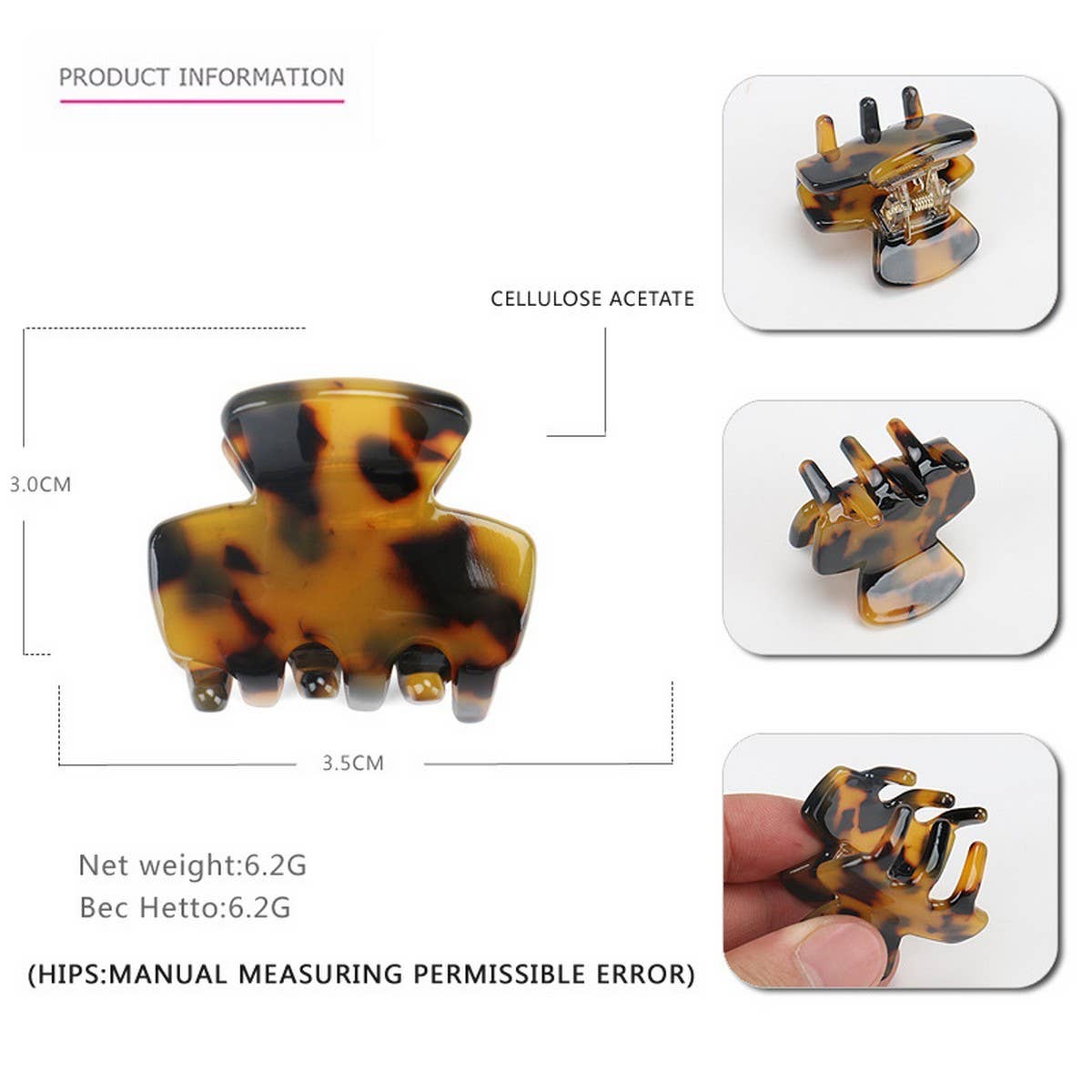 Mini Geometric Acetate Hair Claw, Simple Bang Clip