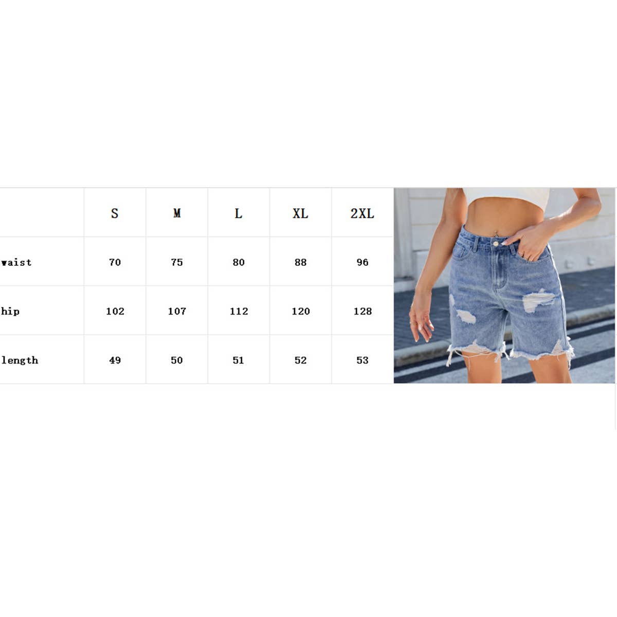 Washed casual ripped vintage vintage denim shorts