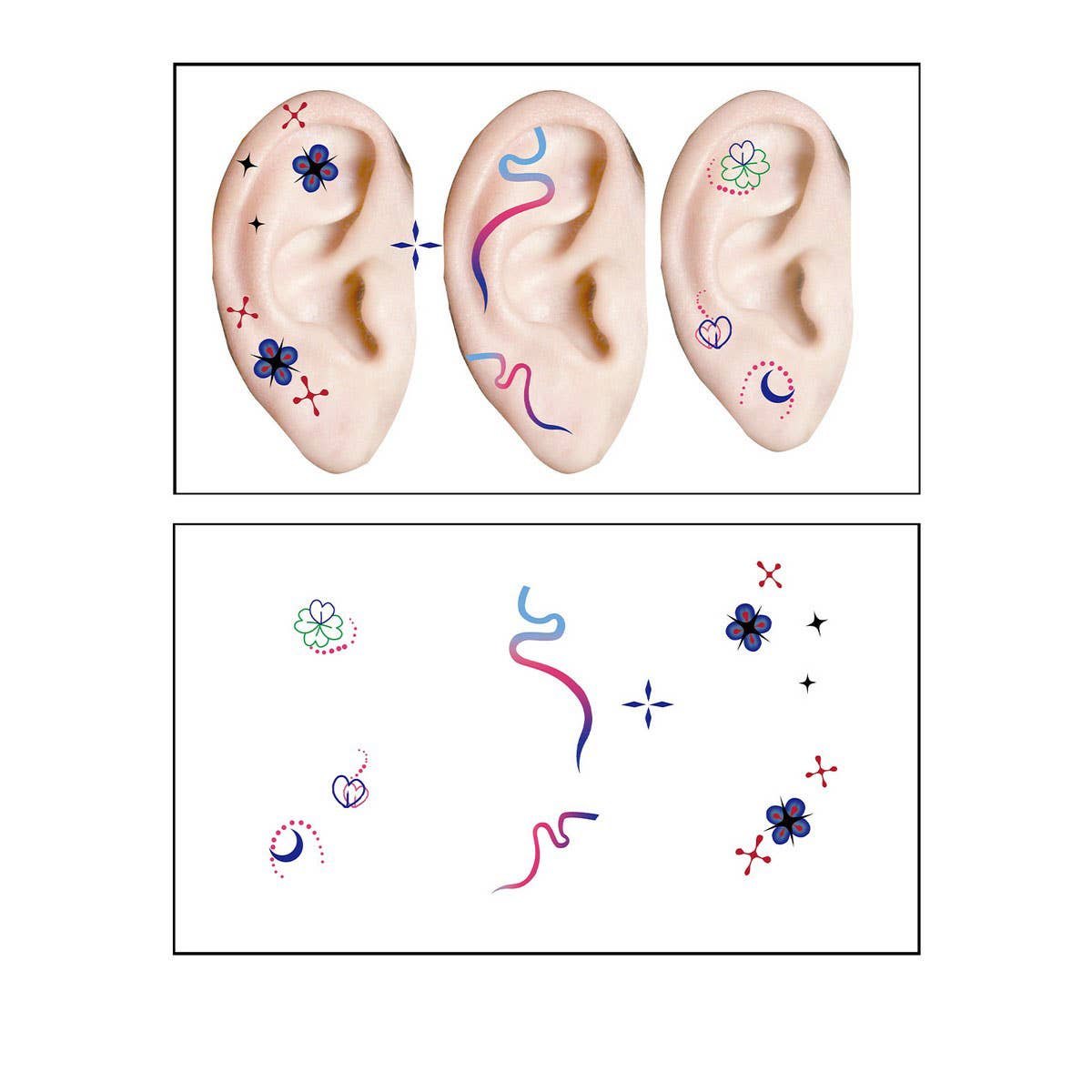Waterproof Ear Tattoos ? Cute Cartoon Set
