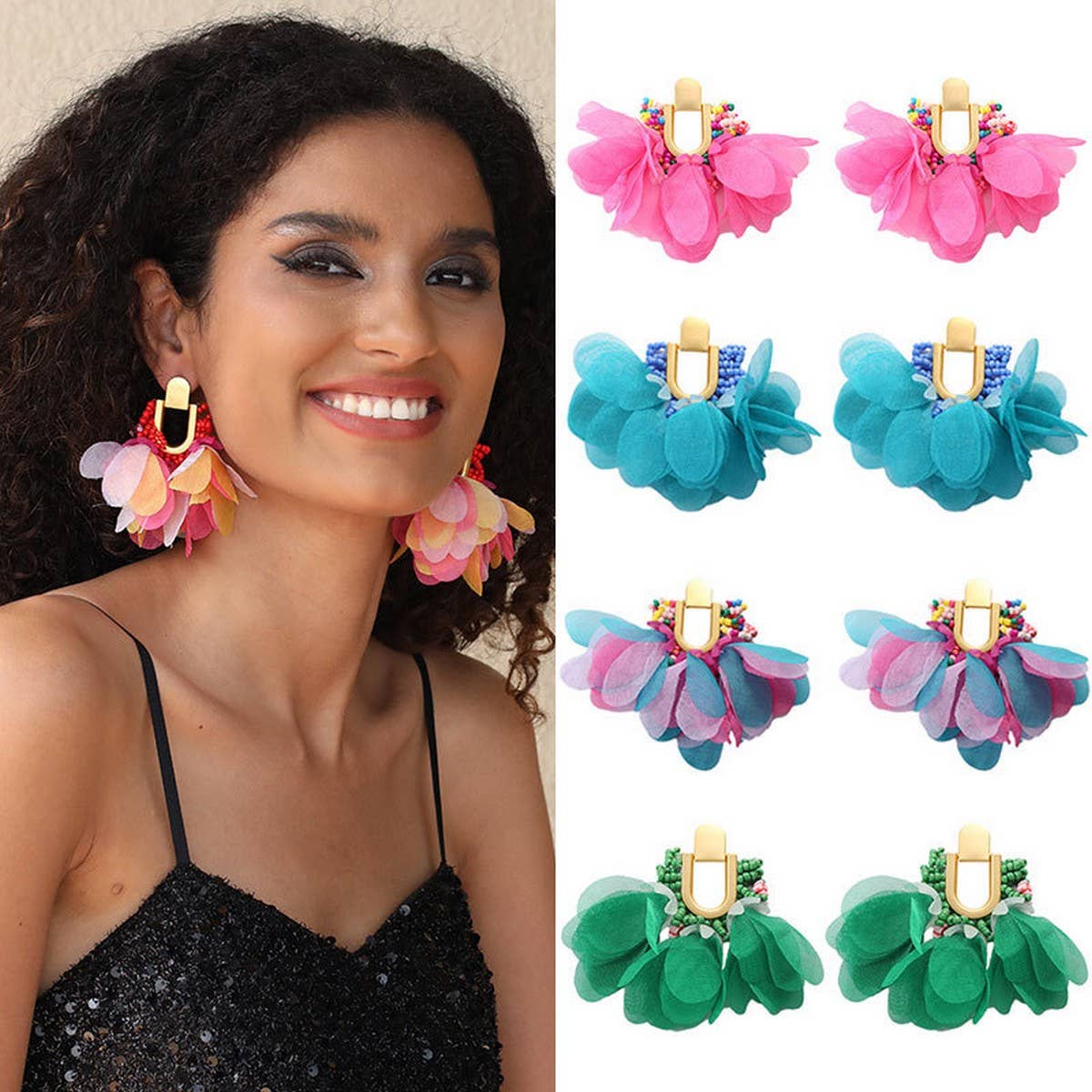U-Shaped Beaded Tassel Earrings ? Dopamine Style