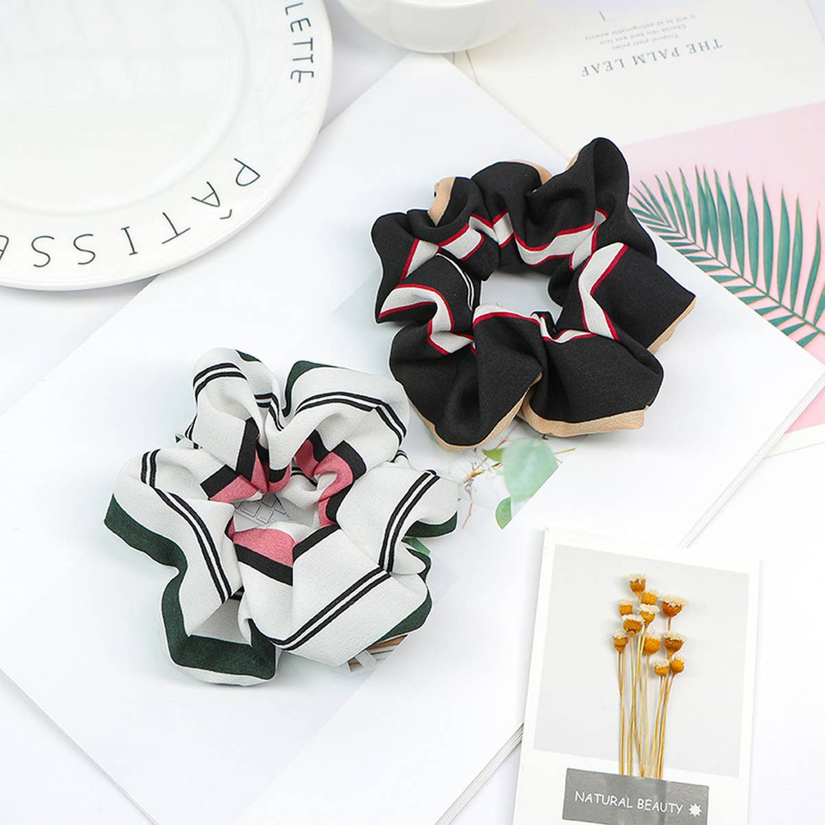 PRINTED FRESH STRIPED HAIR TIE_CWAHA1069