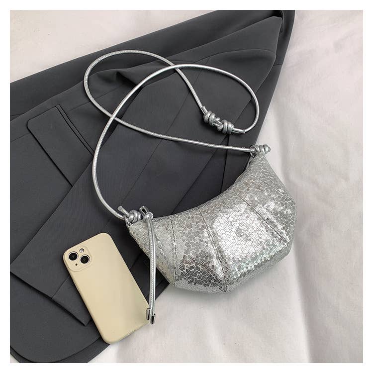 Sequined solid color personalized crossbody bag