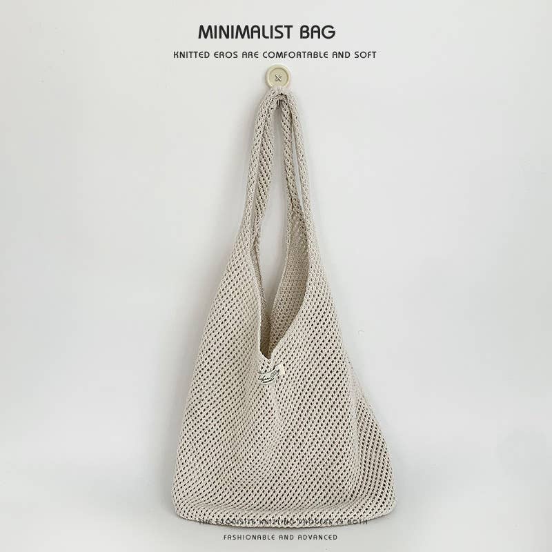 Hollowed-out beach laid-back style woven bag