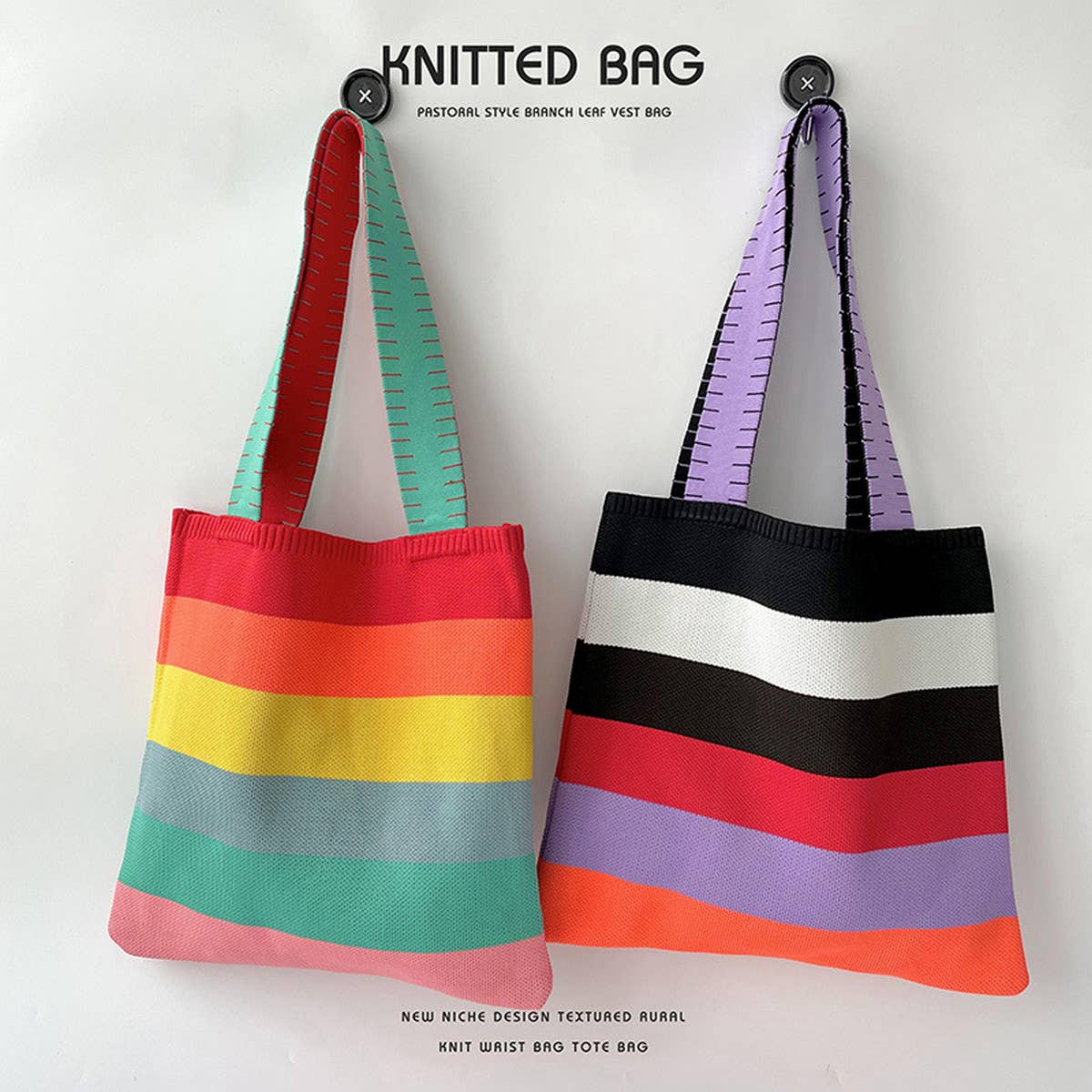 WOMEN FASHION STRIPED KNITTED SHOULDER HANDBAG_CWAB1516