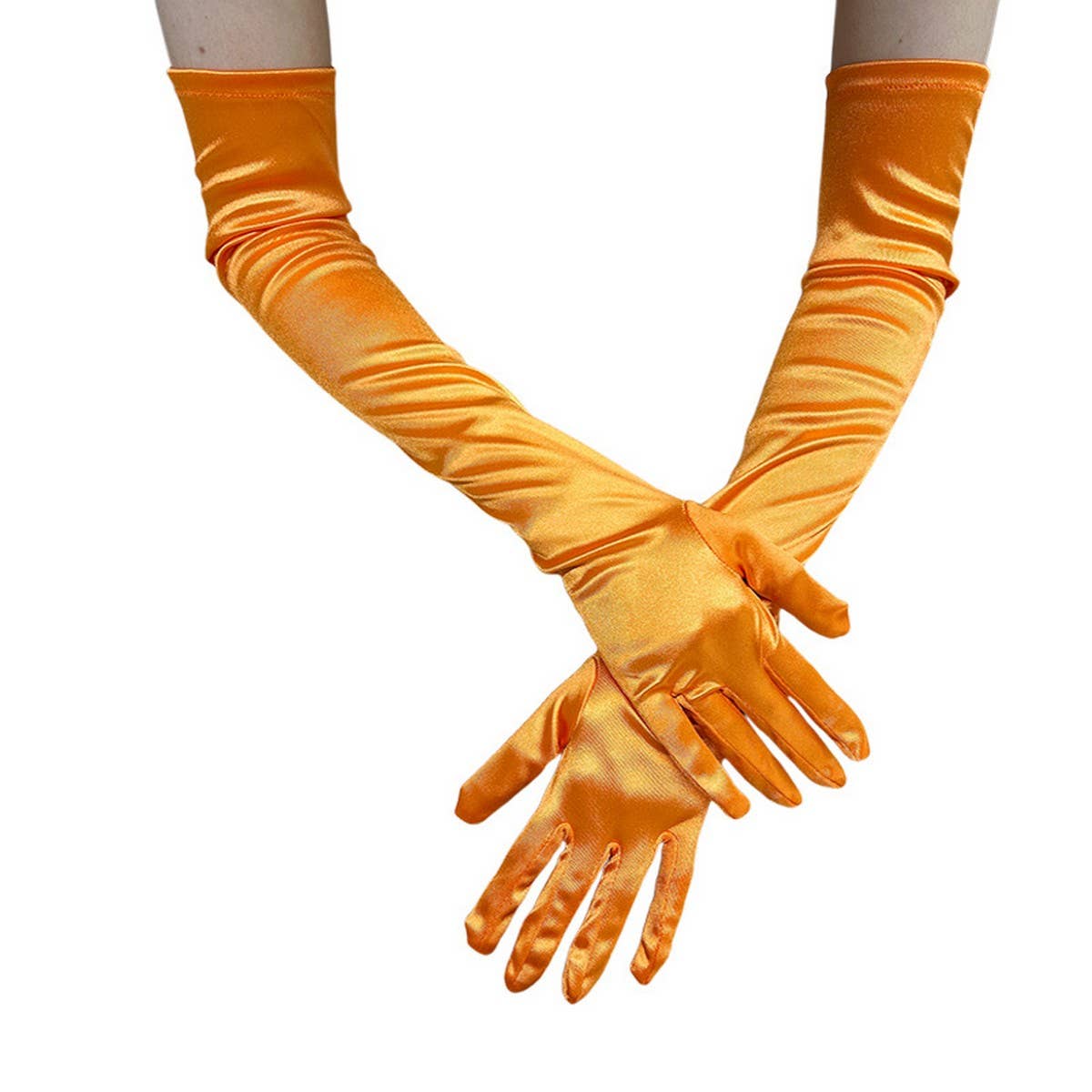 CWAG0289_1 PAIR LONG GLOVES WOMEN SATIN GLOVES