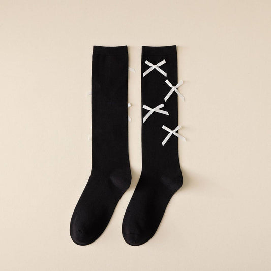 JK CALF SOCKS DECORATION BOW COTTON STOCKINGS