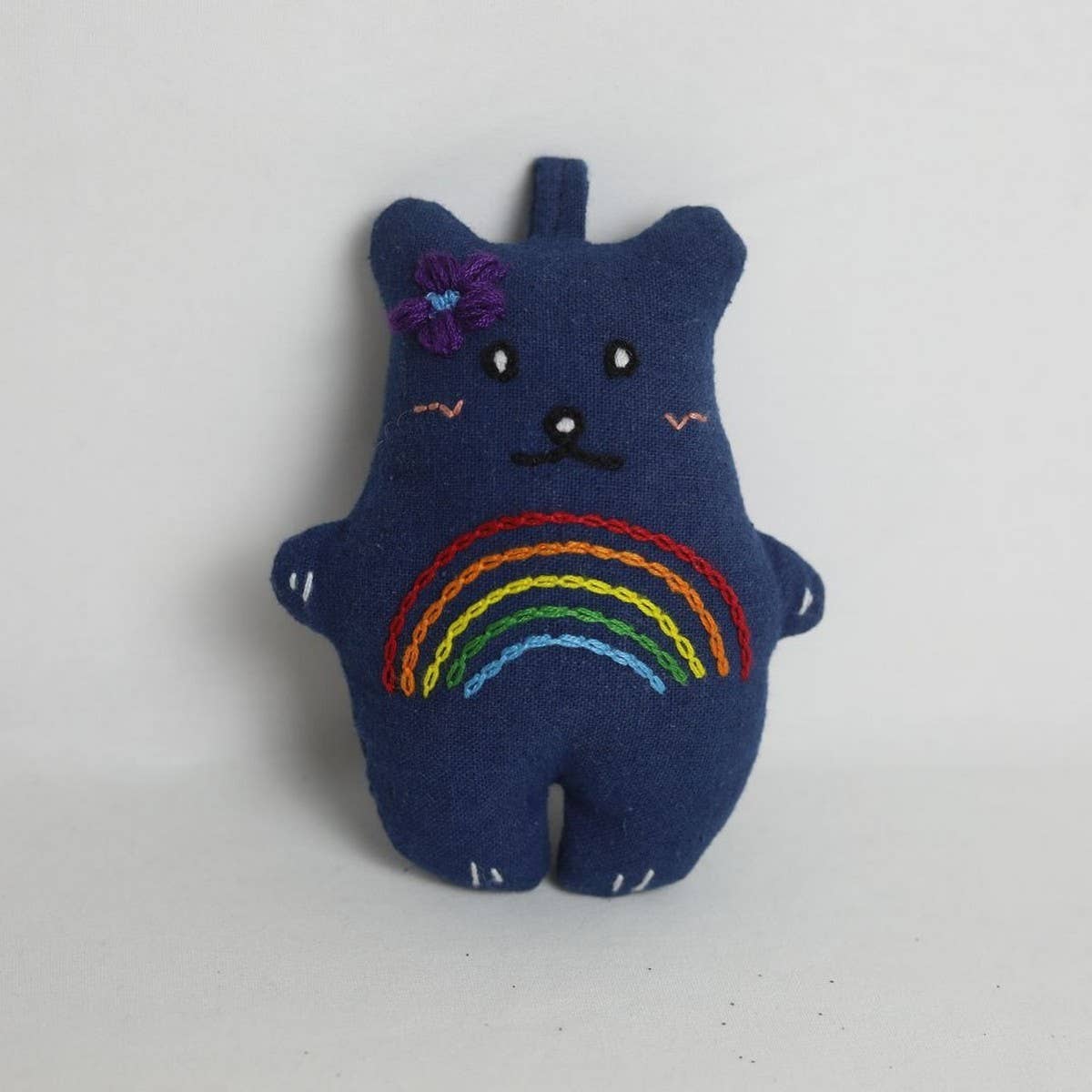 Hand-Embroidered Rainbow Bear Plush Charm