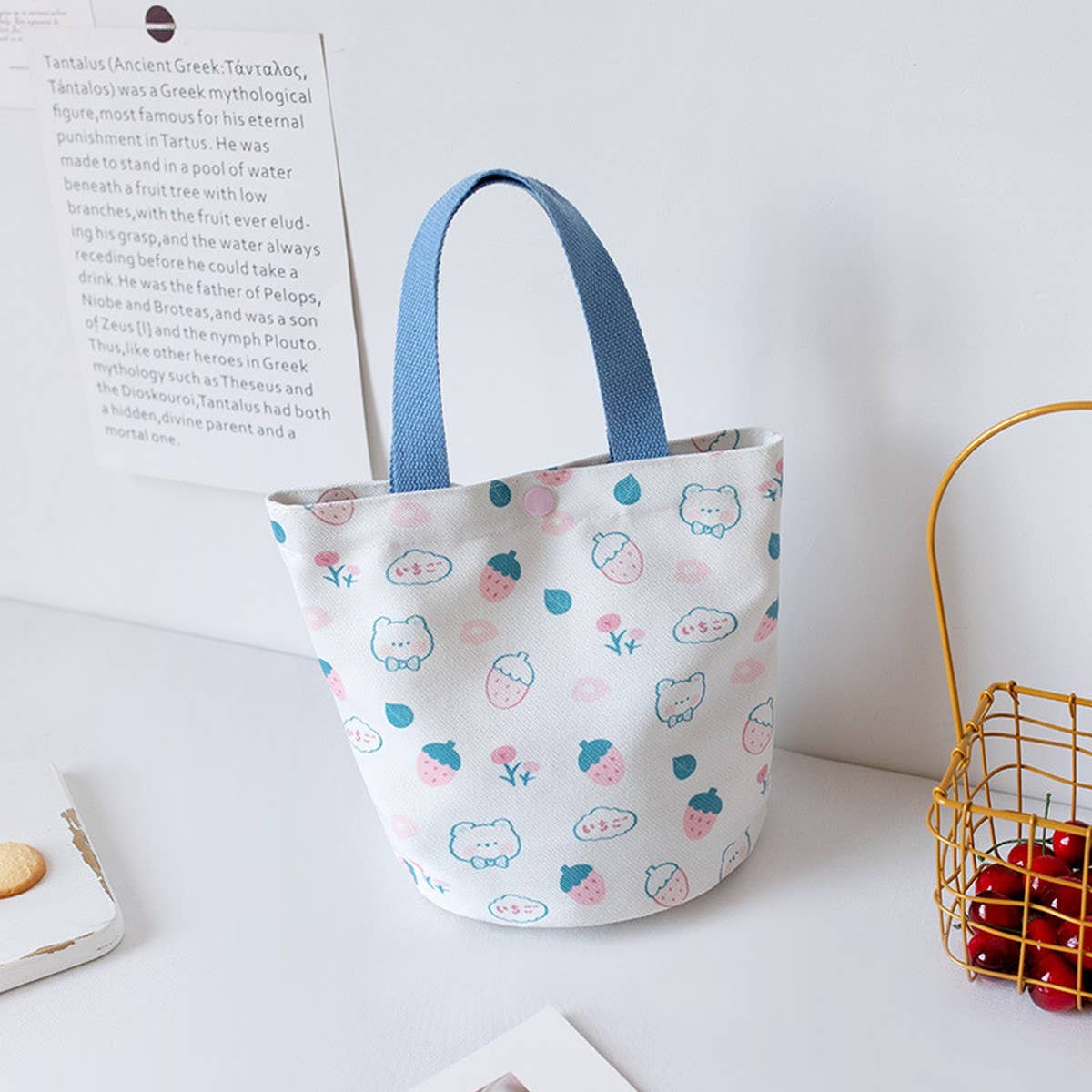 Summer Canvas Bucket Tote Bag for Girls, Small_CWAB5668