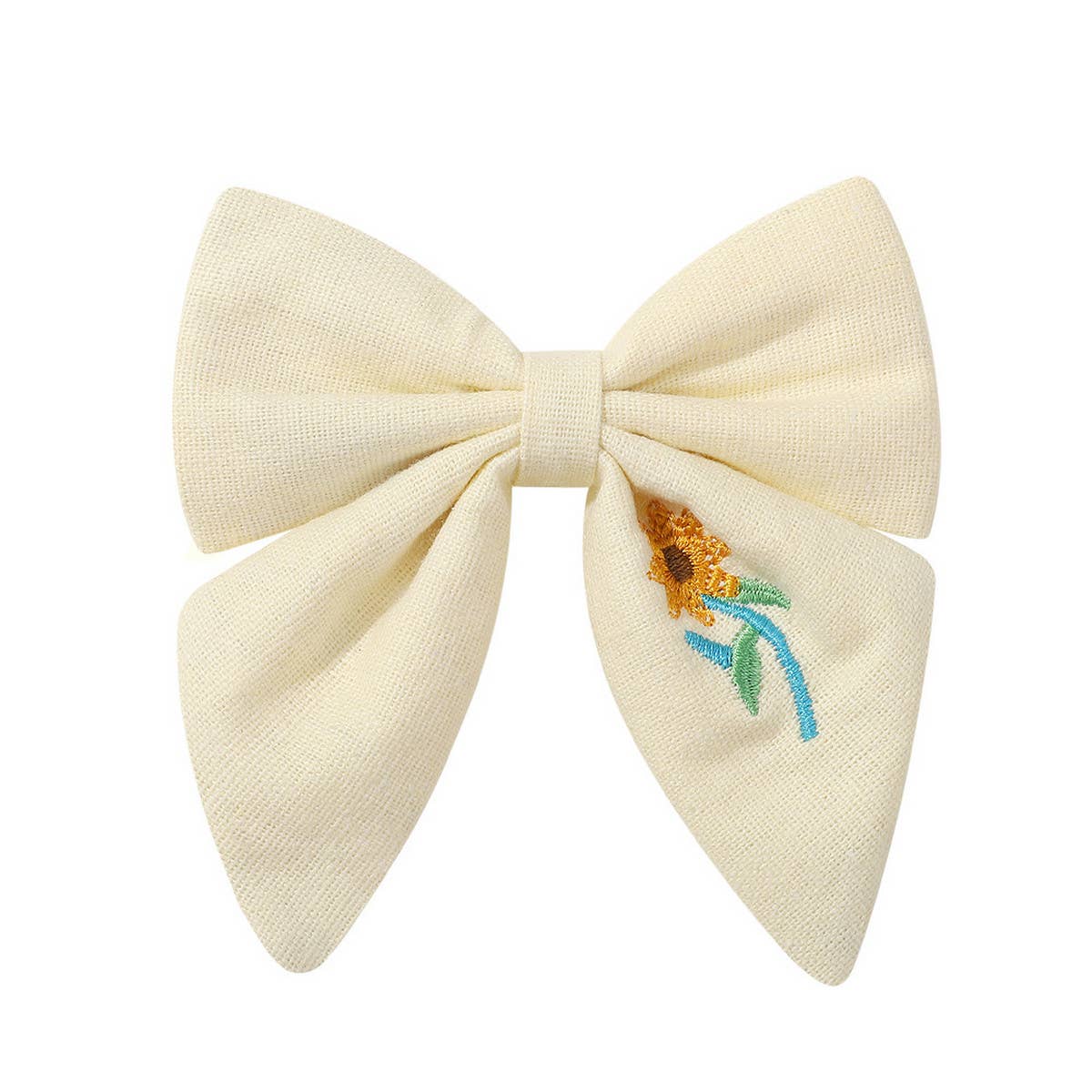 CHILDREN'S EMBROIDERED FLORAL BOW HAIRPIN