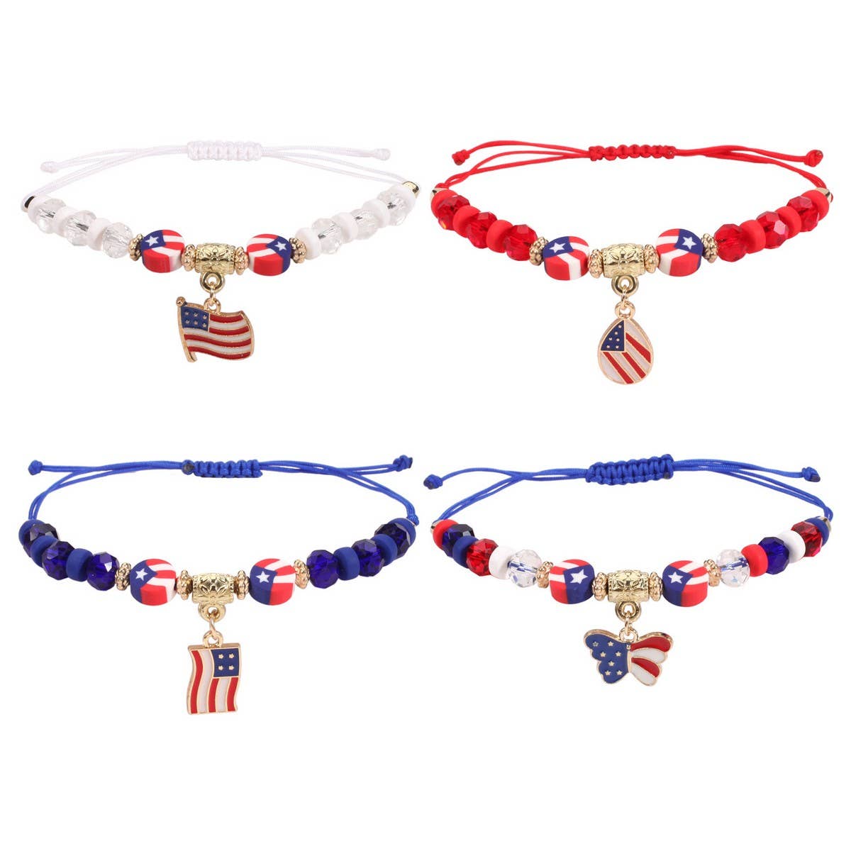 CWAJE05715_PATRIOTIC USA FLAG RED WHITE BLUE WOVEN BRACELET
