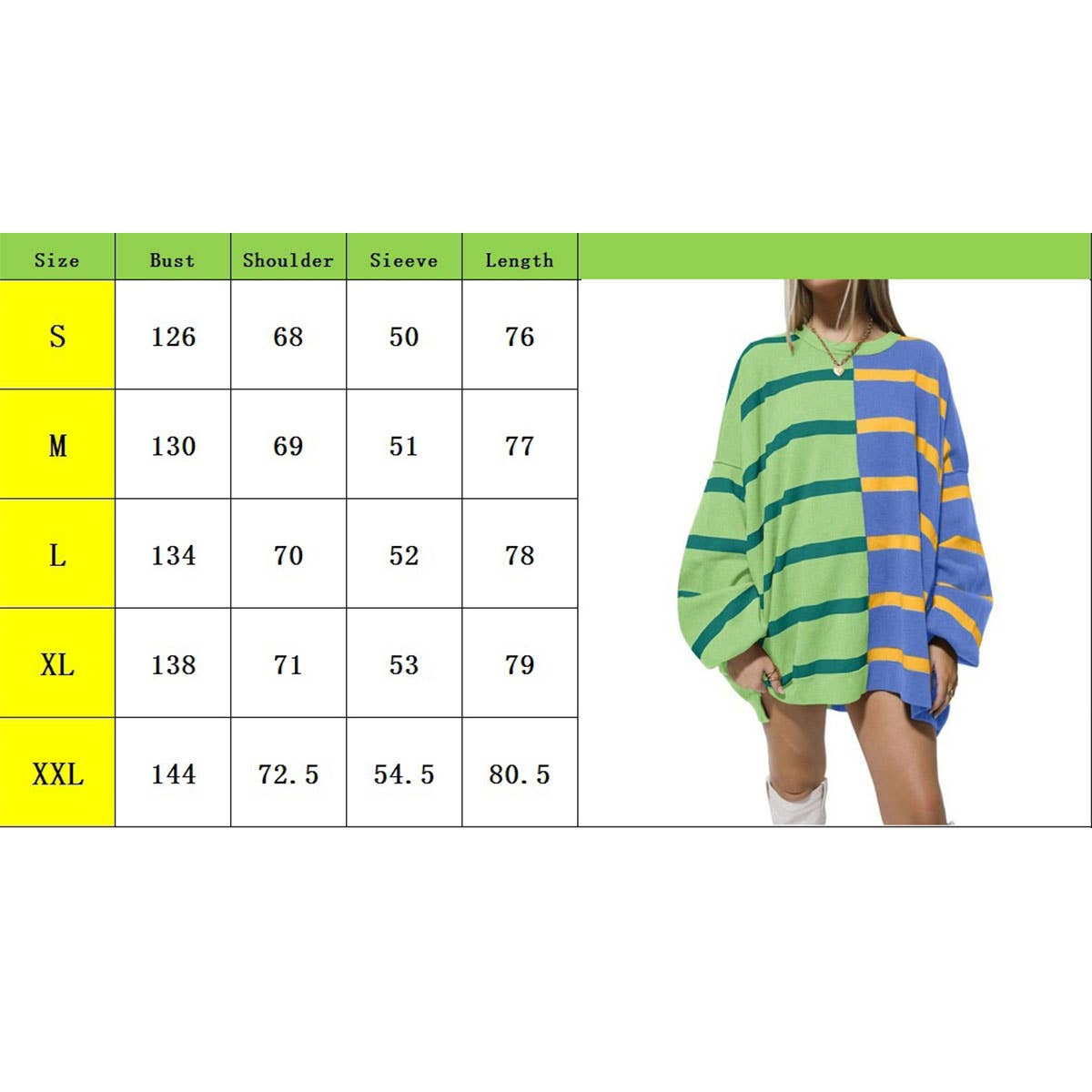 STRIPED KNIT LONG-SLEEVED COLOR-MATCHING HOODIE