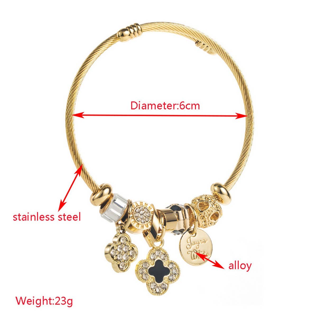 Butterfly Heart Beaded Steel Bracelet for Her_CWMM8477