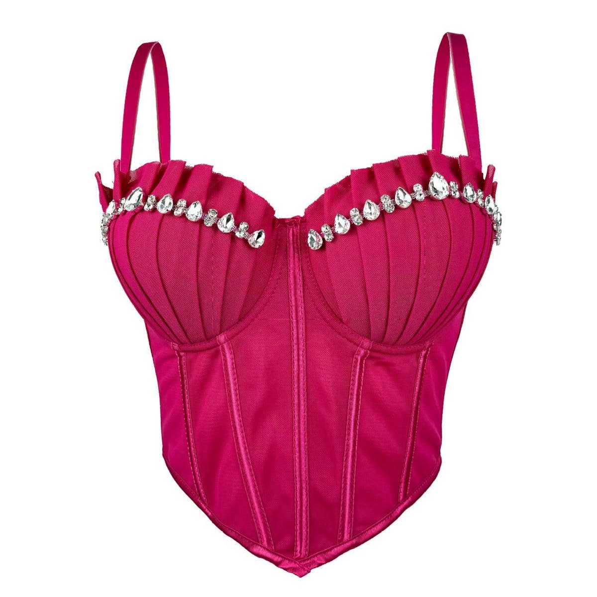LUXURY DESIGN HERRINGBONE BRA WITH RHINESTONES