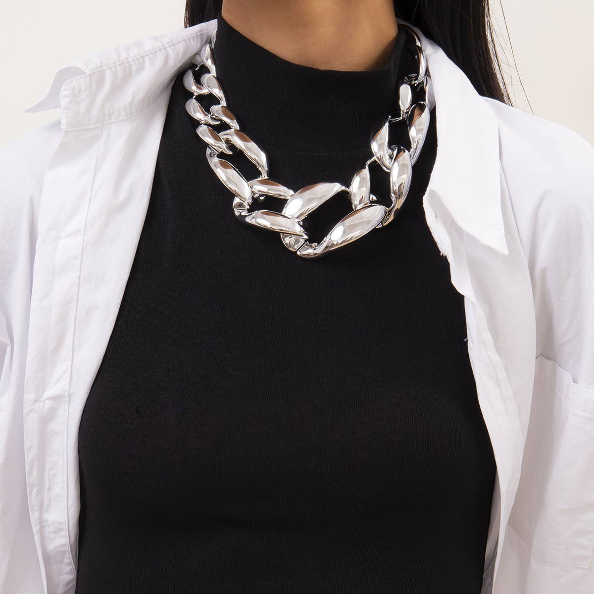 HIP HOP PUNK THICK CHAIN HOLLOW NECKLACE