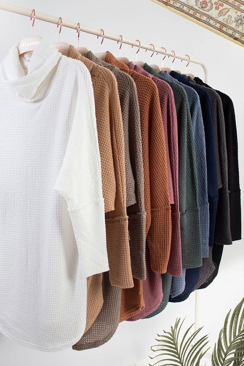 CWDSD10413_Cowl Neck A-Line Tunic Kint Top