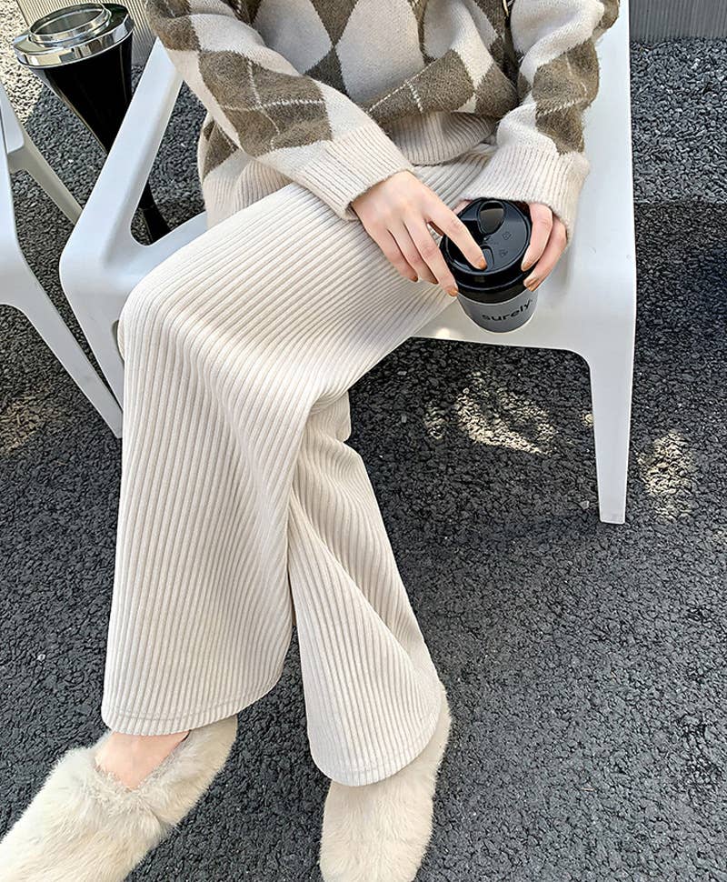 FLOOR-LENGTH HIGH WAISTED WIDE LEG STRAIGHT PANTS