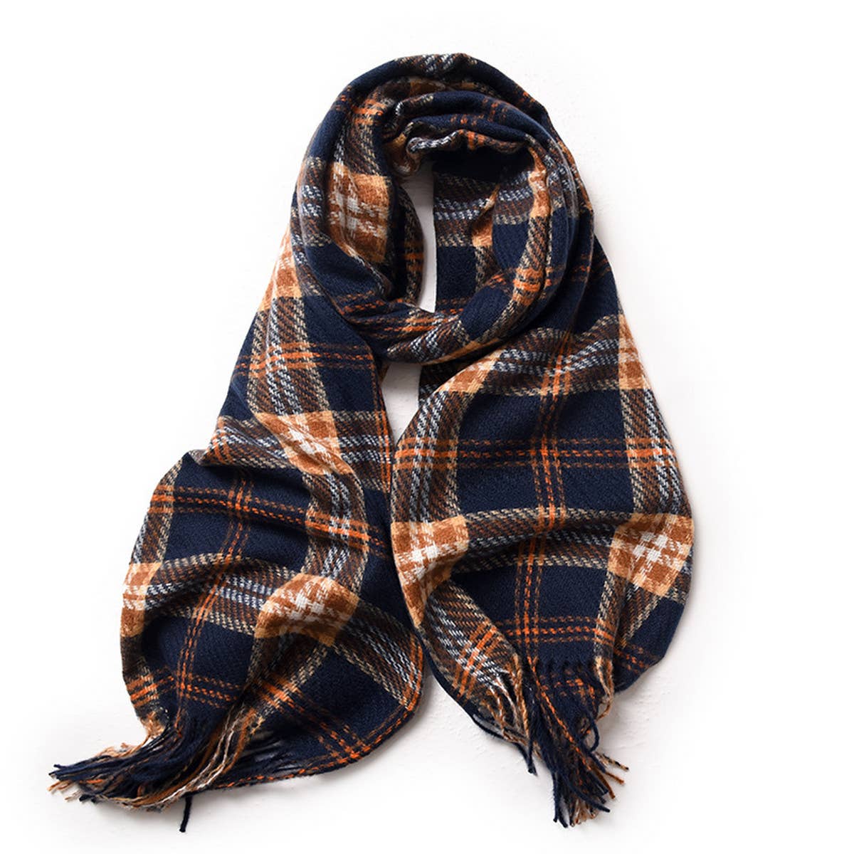 Plaid Winter Scarf for Women ??Soft Tassel Shawl_CWASC0224