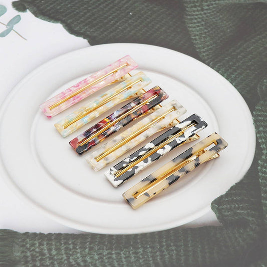 Acetate Hollow Square Hair Clip, Duckbill Bang Pin_CWAHA2624