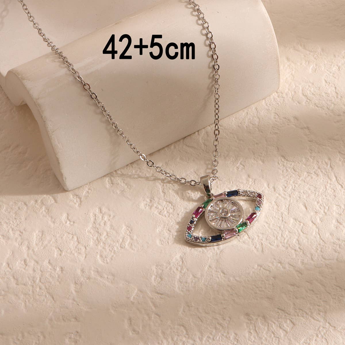 Zircon eye titanium steel collarbone chain