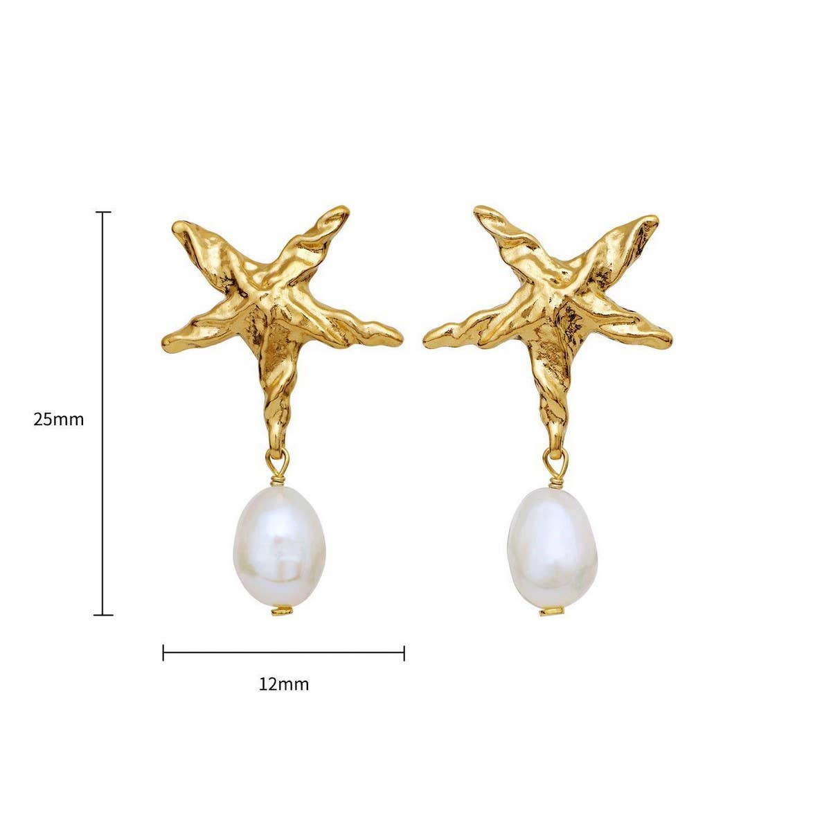 Fashion Star Pearl Earrings Stainless Steel Coated_CWAJE4999