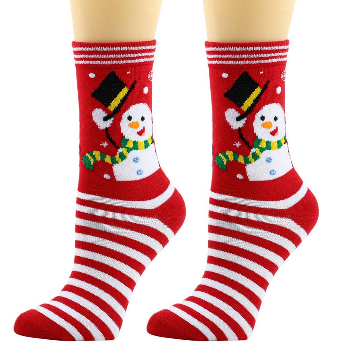 CWMS0812_Christmas Personality Elk Snowflake Santa Red Socks
