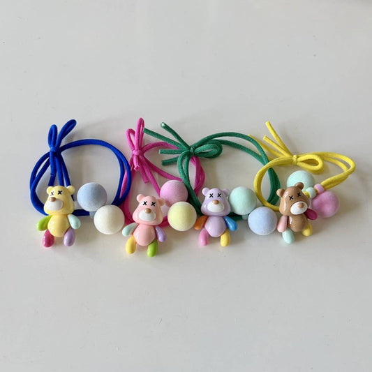 COLORFUL BEAR RUBBER BAND HAIR TIE