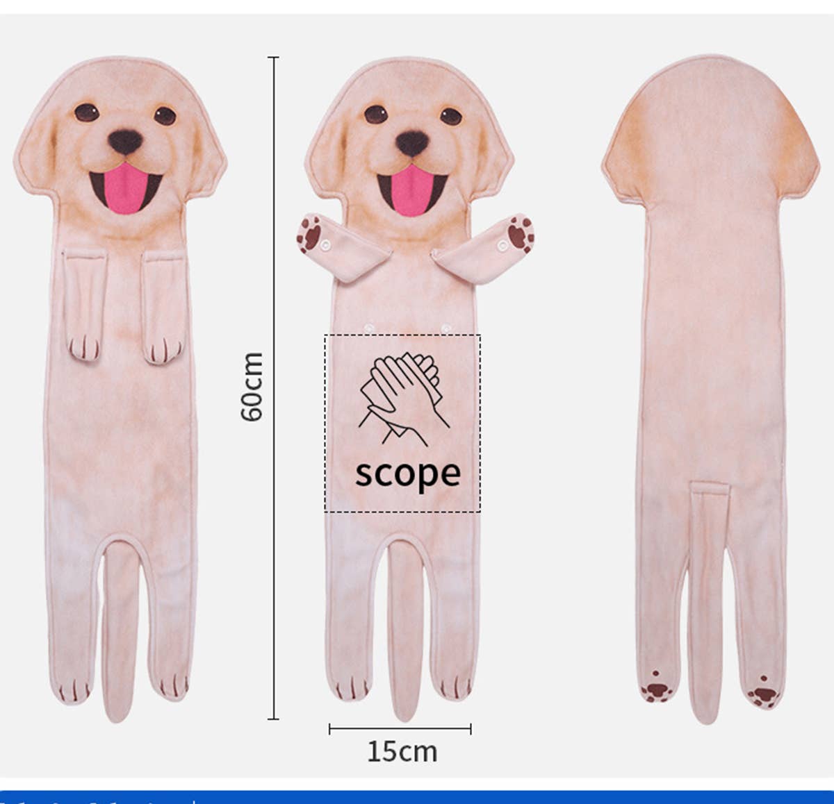 CWMM8329_HANGABLE THICK DOG PRINT KITCHEN HAND TOWEL