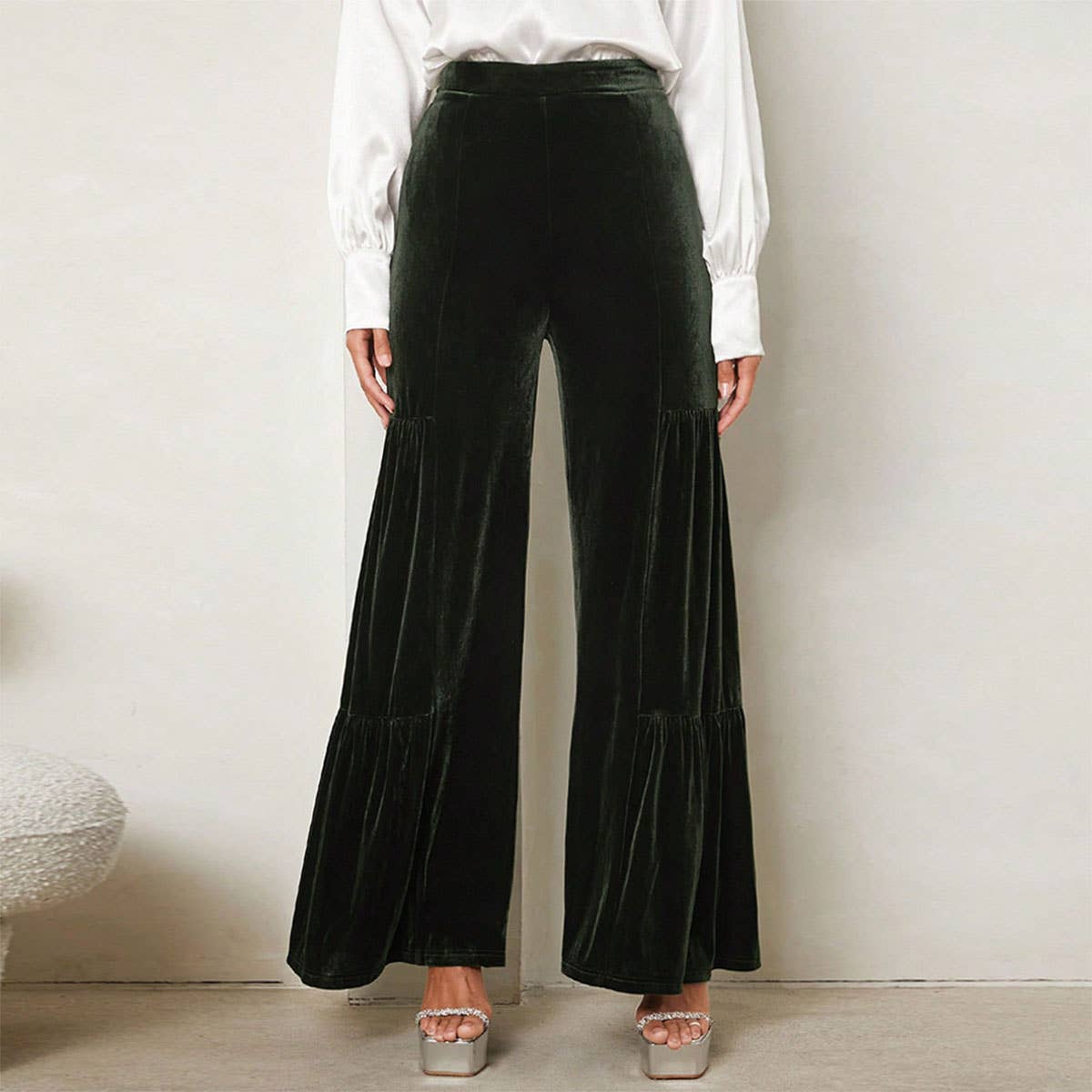 FLANGED HIGH-WAISTED STRAIGHT CANARY PANTS