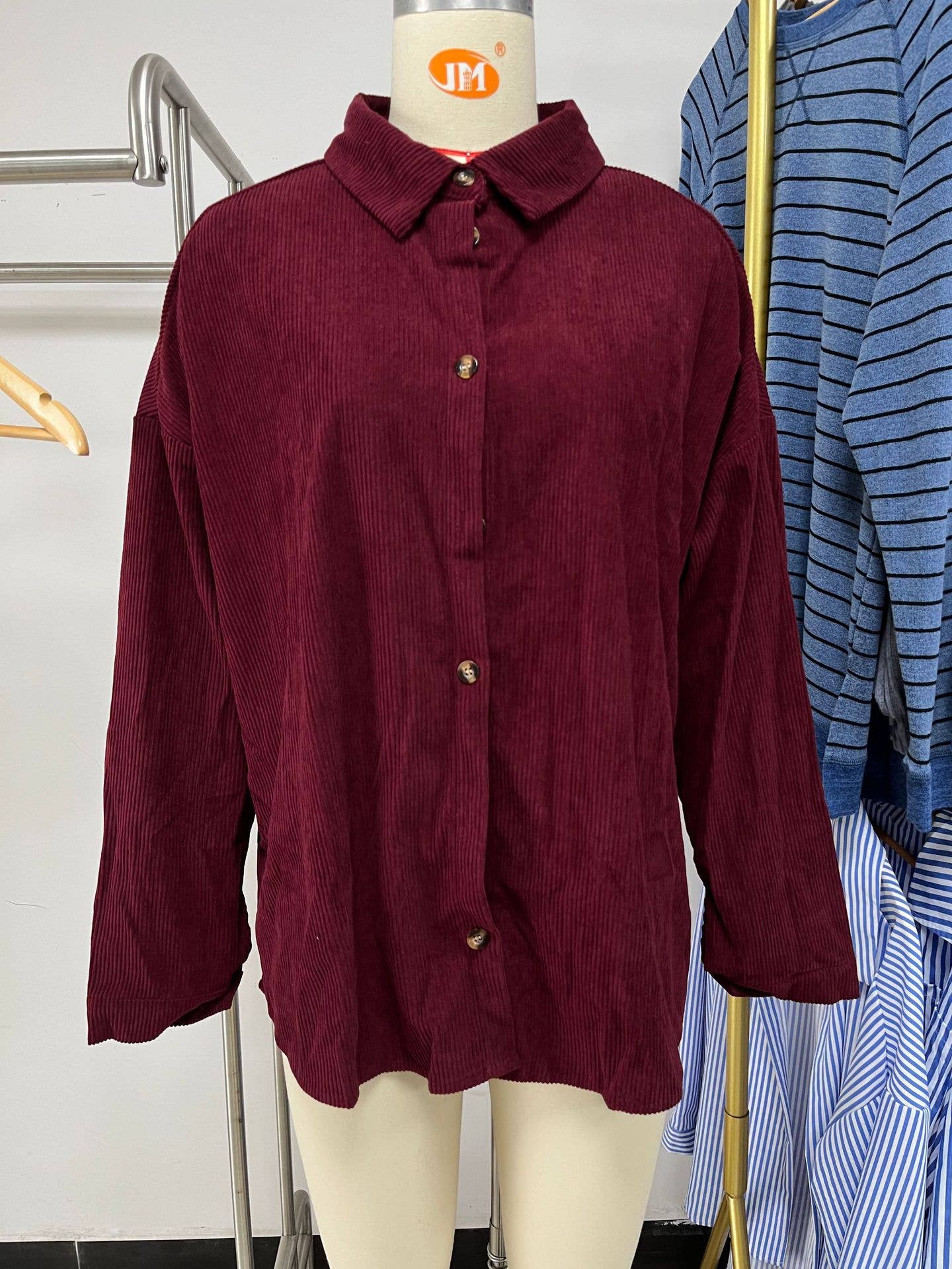 LAPEL BUTTON-DOWN LONG-SLEEVED SHIRT JACKET