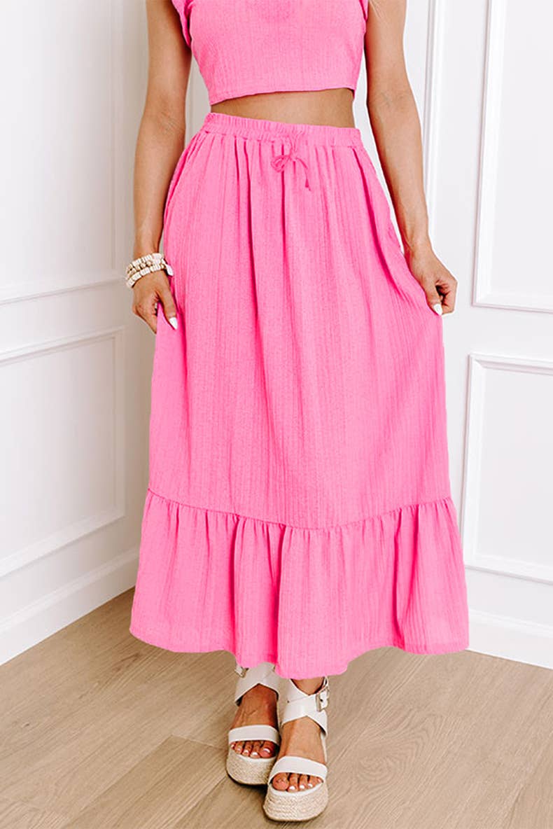 Stylish ruffled waistcoat long skirt set