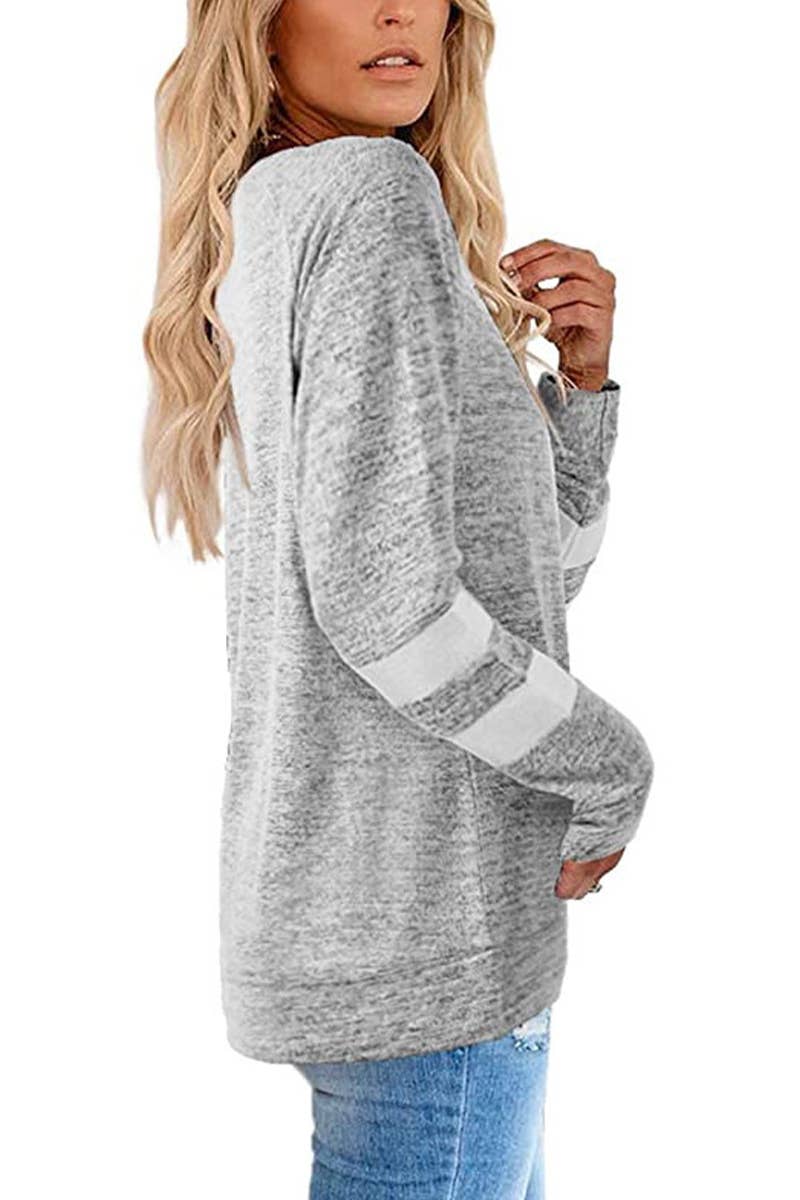WOMEN OVERSIZED BOYFRIEND V NECK PULLOVER_CWTSTL0303
