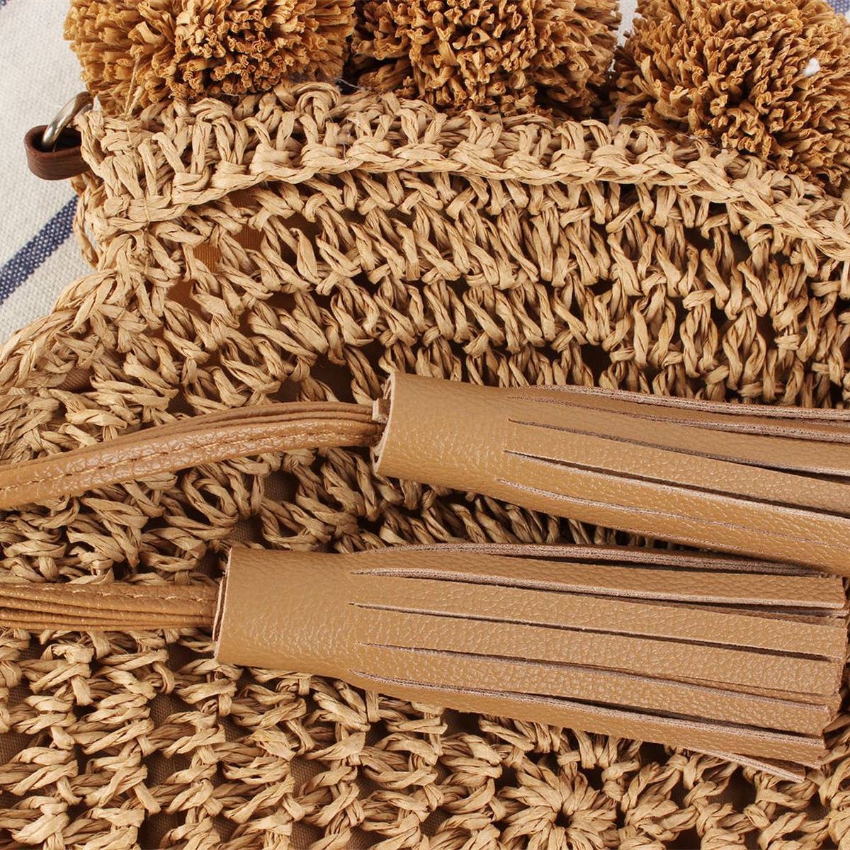 BALL CROSSBODY TASSEL BEACH WOVEN BAG_CWAB2119