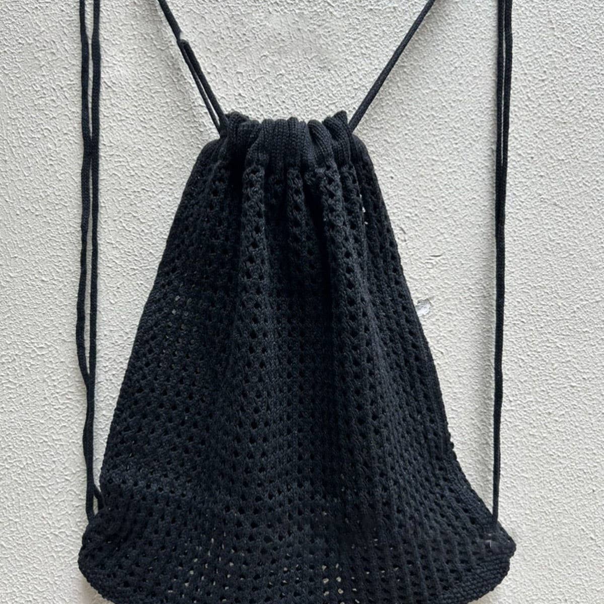 CUAB00623_2025 KHAKI KNIT BACKPACK WOMEN CASUAL WOVEN BAG