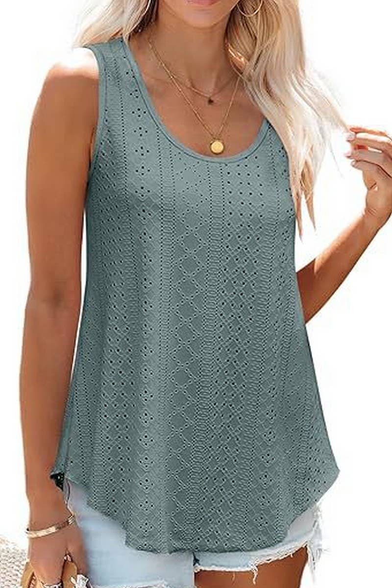 Cwttsl0235_Round Neck Sleeveless Knit Top