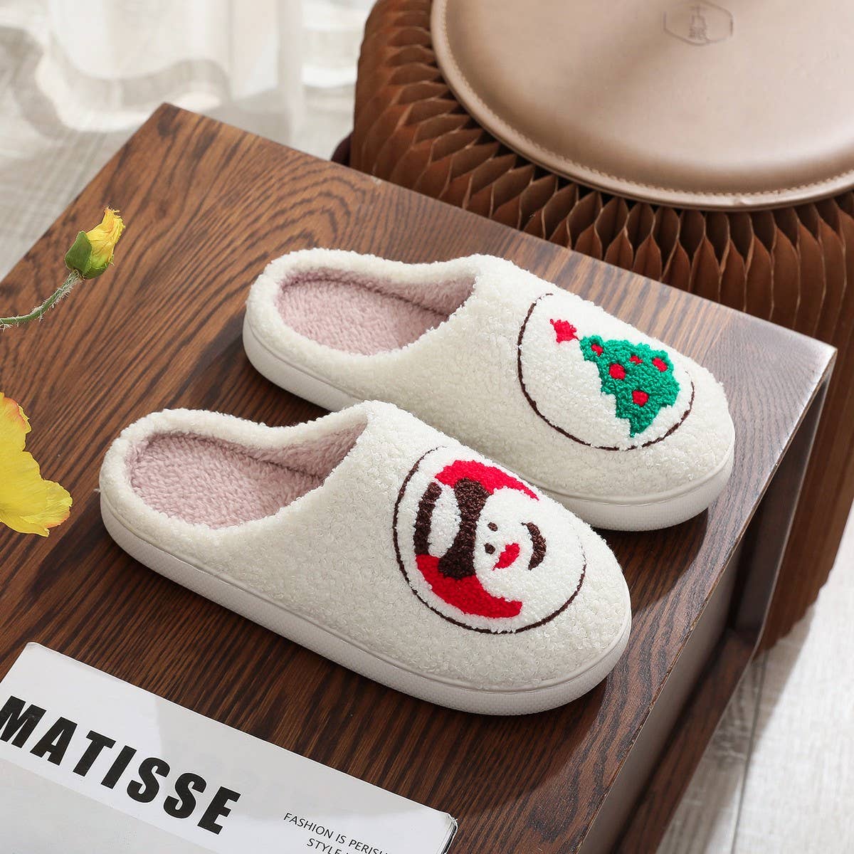 CHRISTMAS SNOWMAN TREE HOME COTTON SLIPPERS