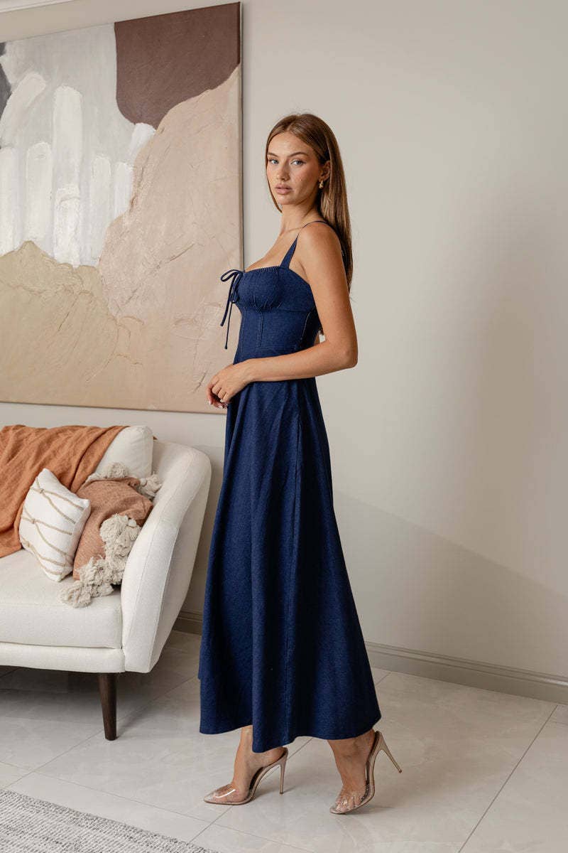 Sexy backless sleeveless denim dress