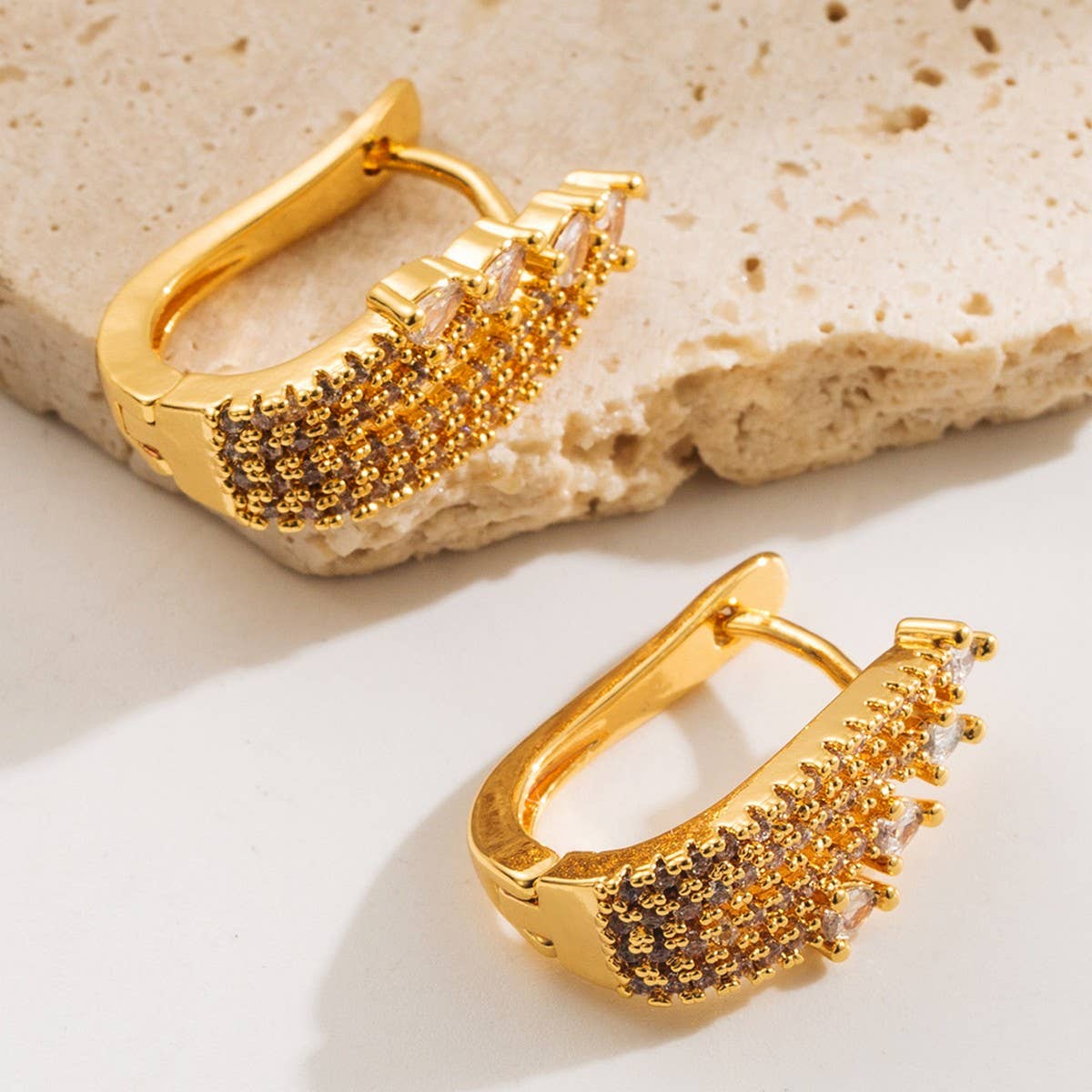 Butterfly Flower CZ Hoop Earrings Gold-Plated Chic_CWMM8520