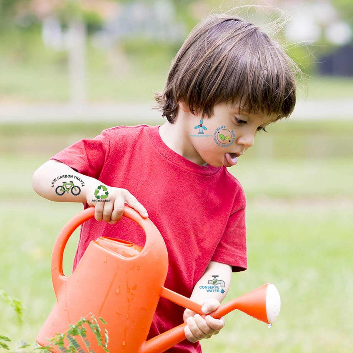 Earth Day Green Plant Face Tattoos Waterproof