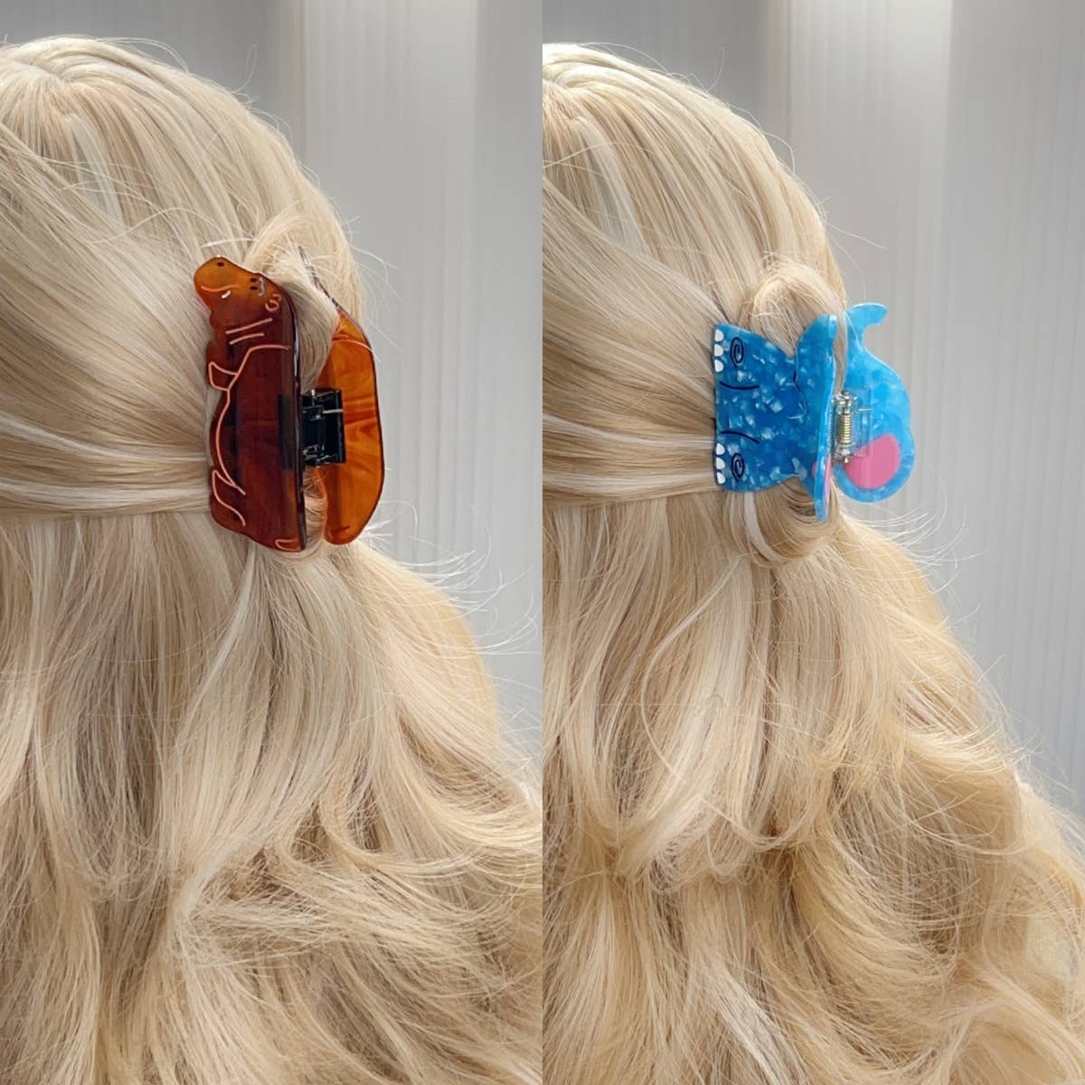 Funny cartoon abstract animal hairpin grabs