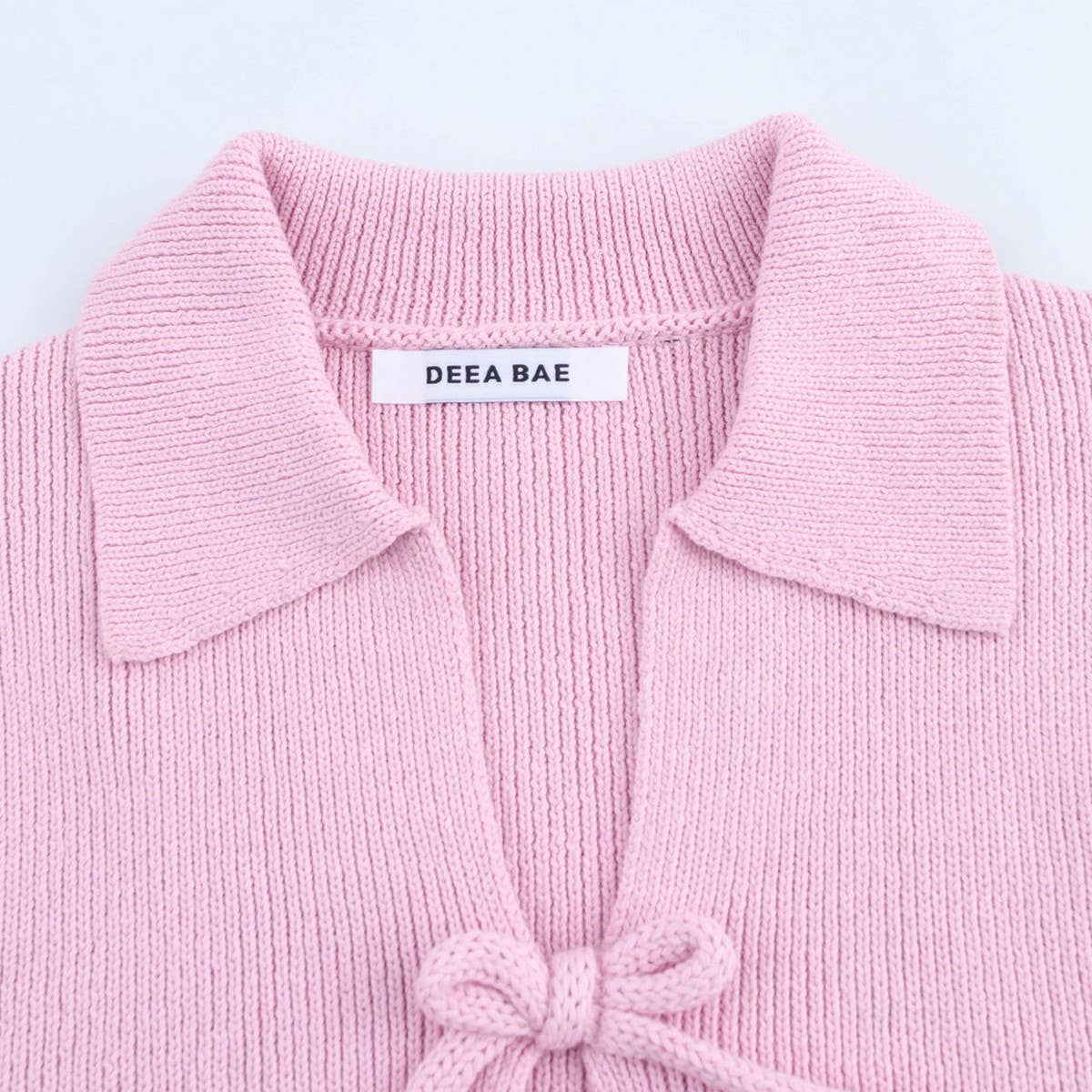 Knit Short Sleeve Top with Bow Detail