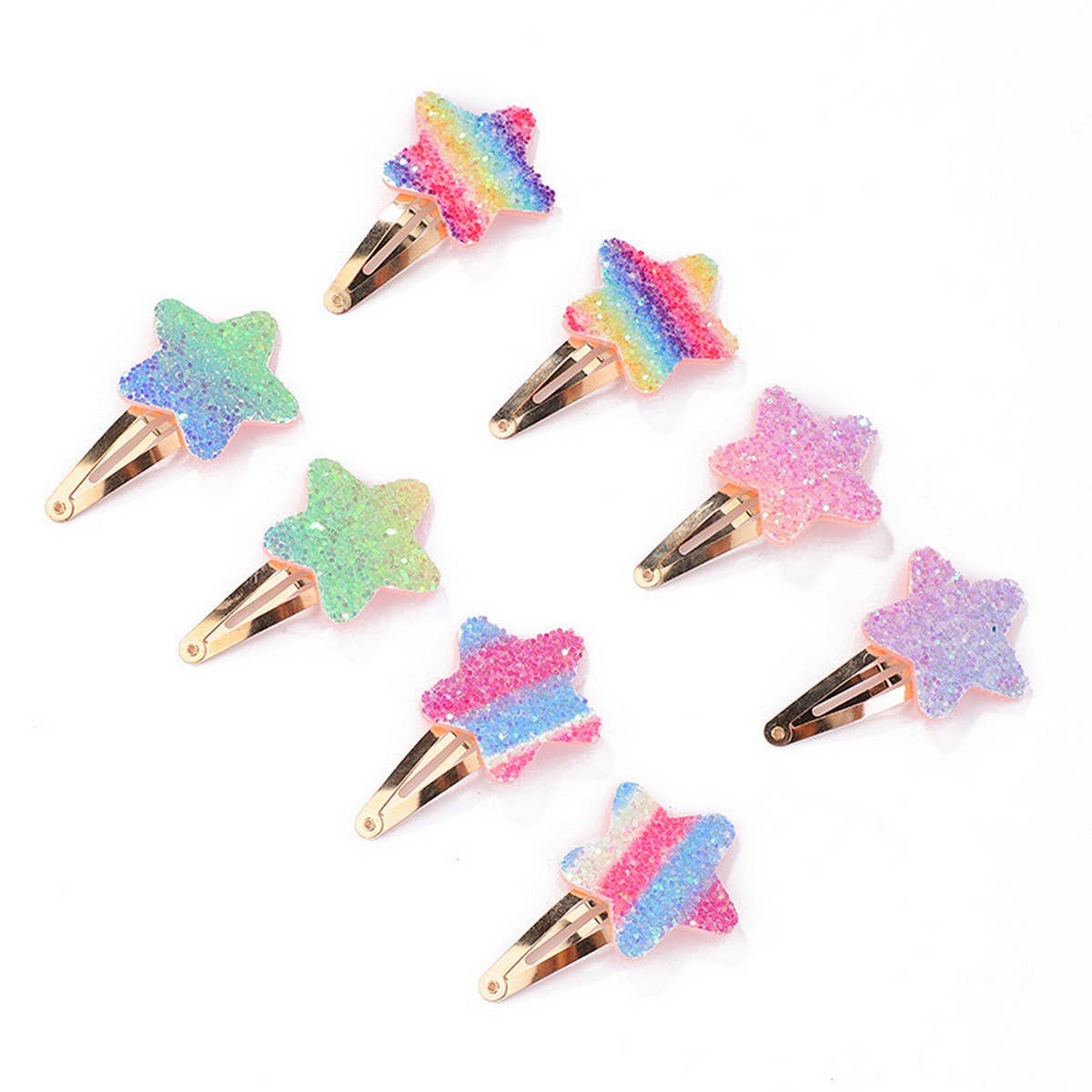 Glitter BB Clip Set with Stars & Hearts for Girls