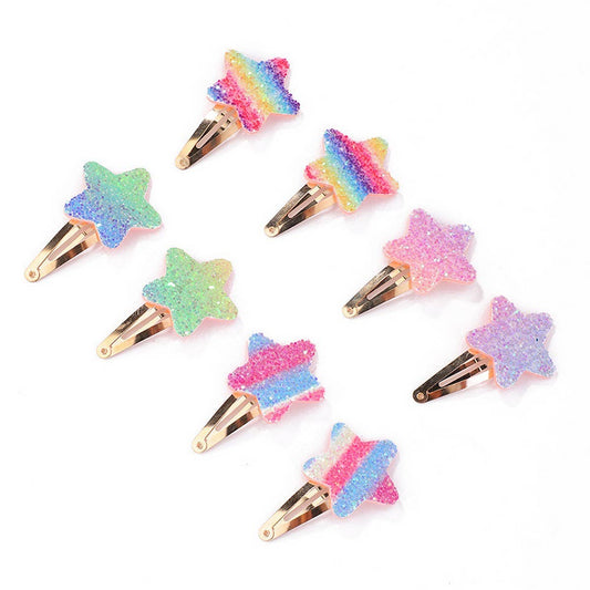 Glitter BB Clip Set with Stars & Hearts for Girls