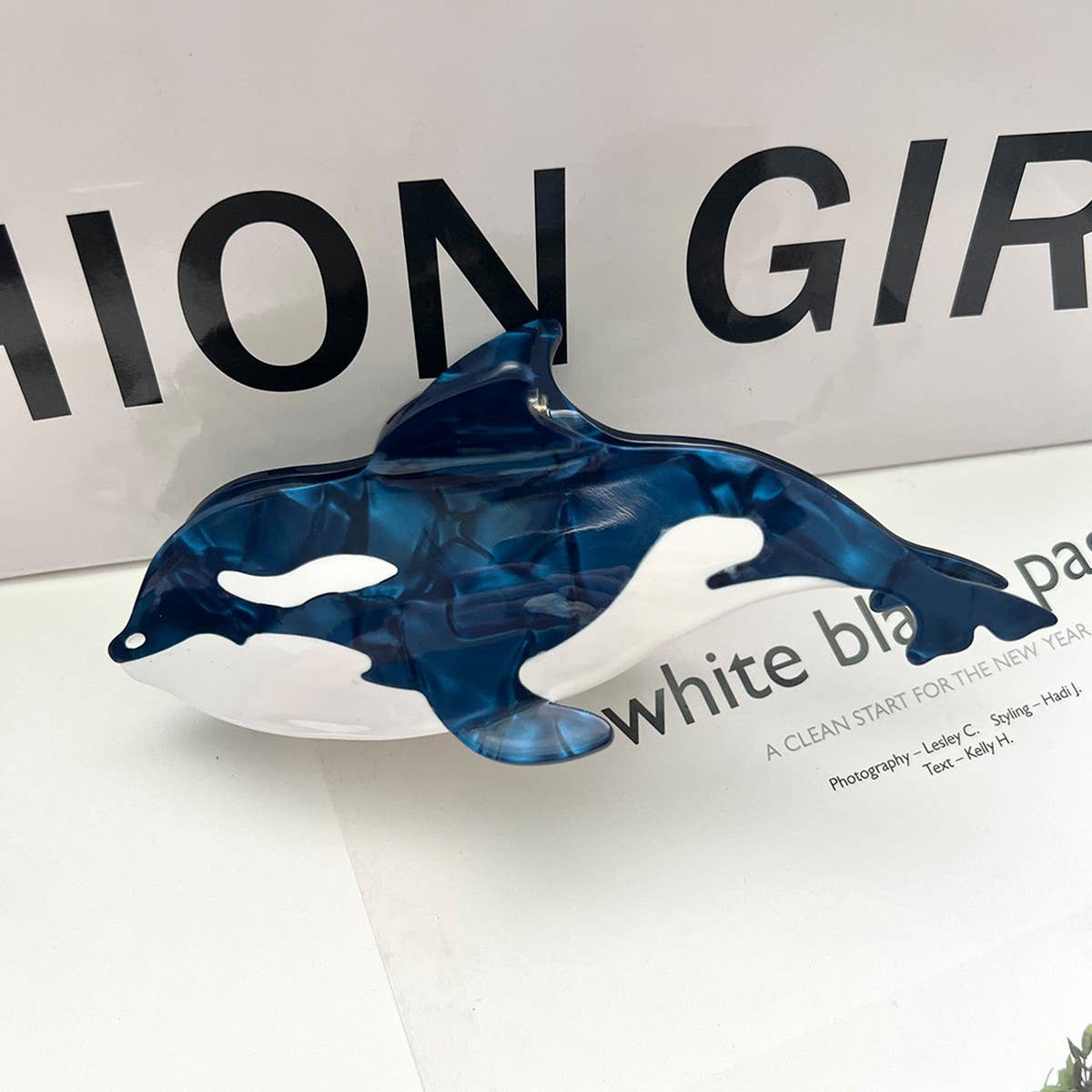 Tricolor Orca Acetate Claw Clip ? Ocean Chic Style