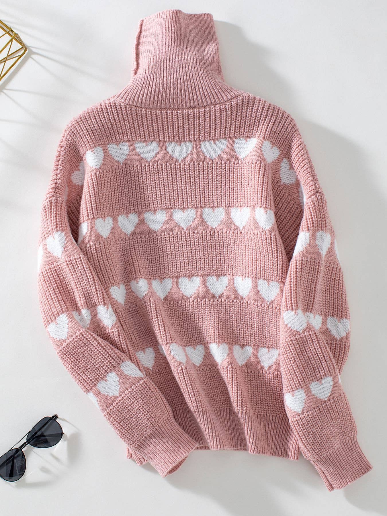 Lapel love pullover fashion long-sleeved sweater