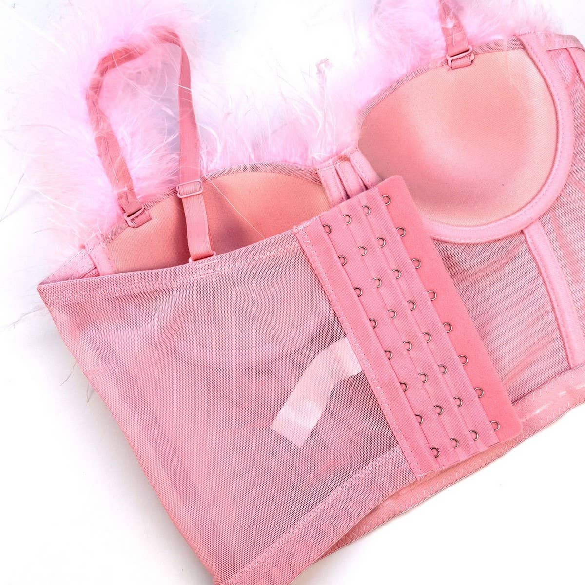 HIGH-END OSTRICH FEATHER FISHBONE TUBE TOP