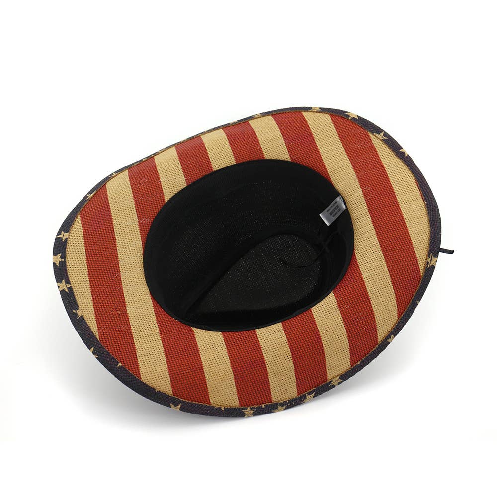 4th of July Vintage Cowboy Hat Woven Straw Unisex_CWAH1445